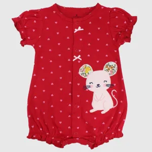 Smiley Mouse Ruffled Shoulders Romper