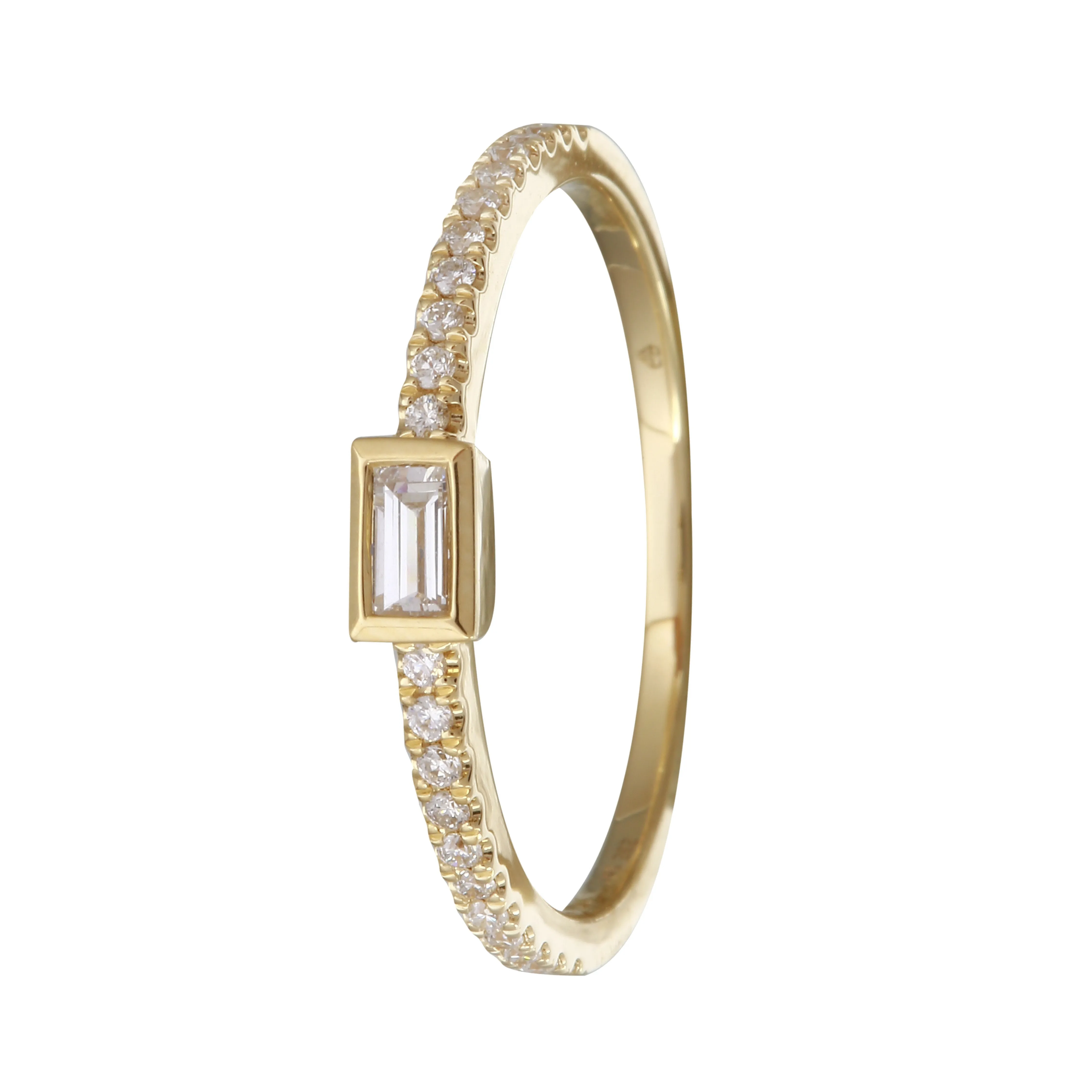 Solitaire Baguette Stack Ring
