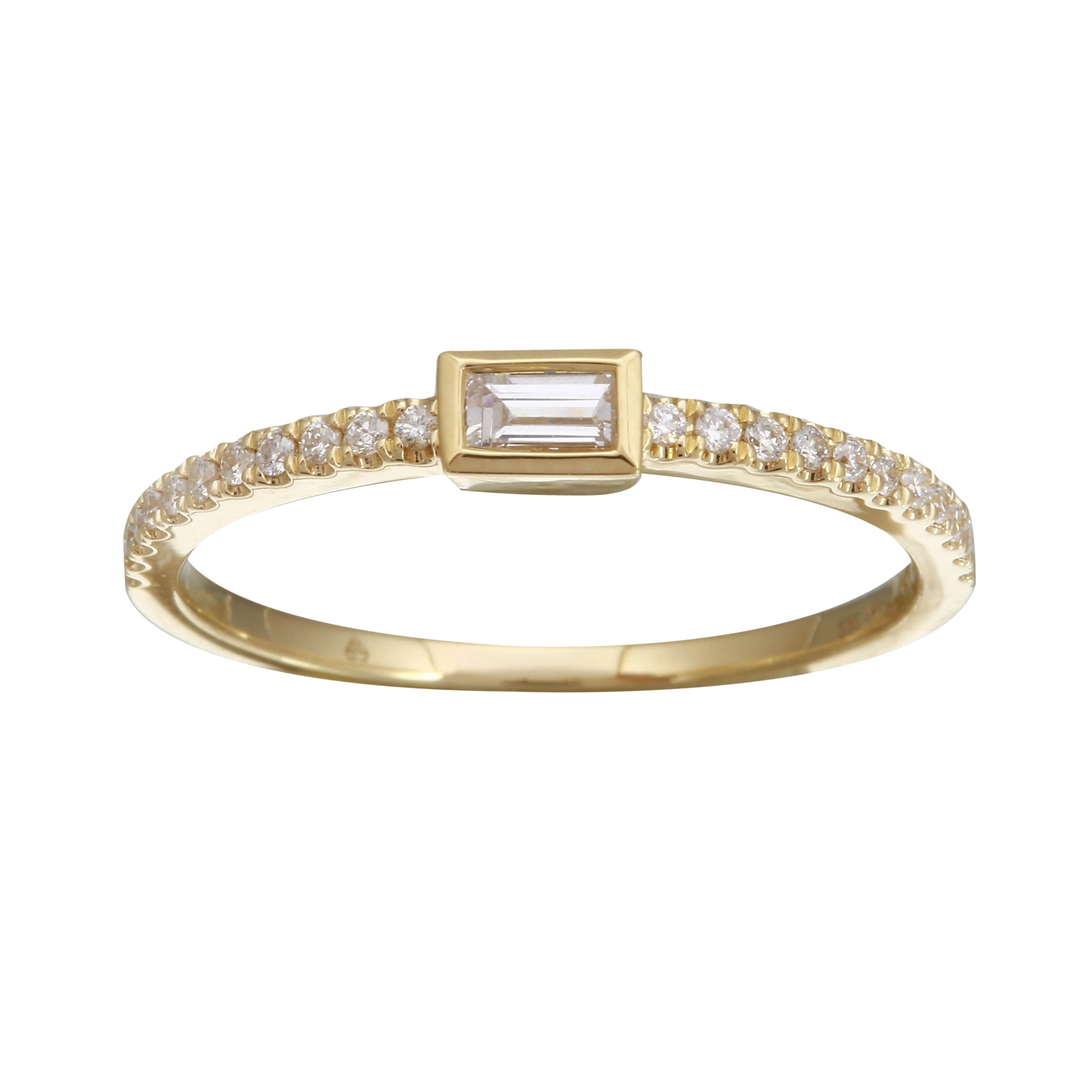 Solitaire Baguette Stack Ring