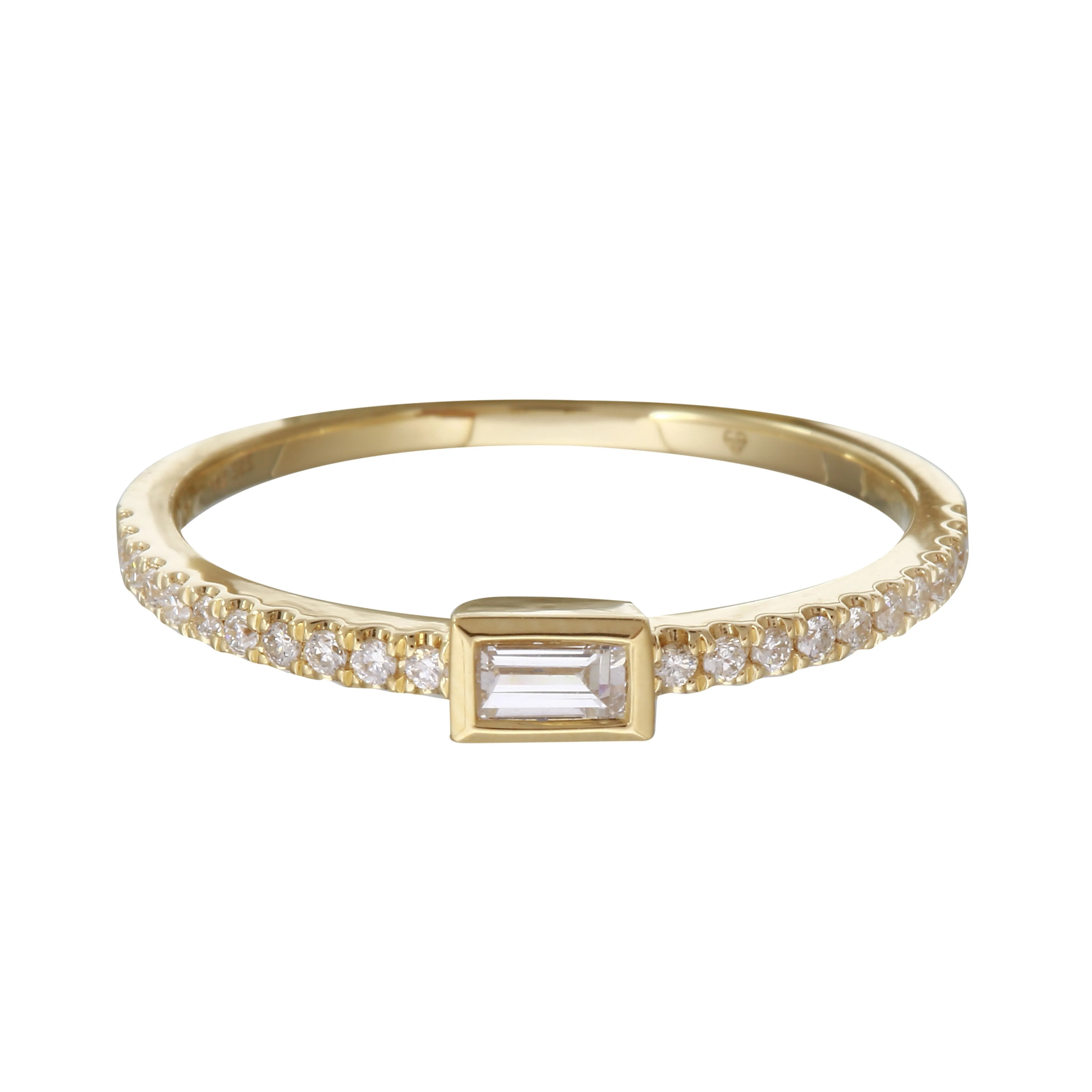 Solitaire Baguette Stack Ring