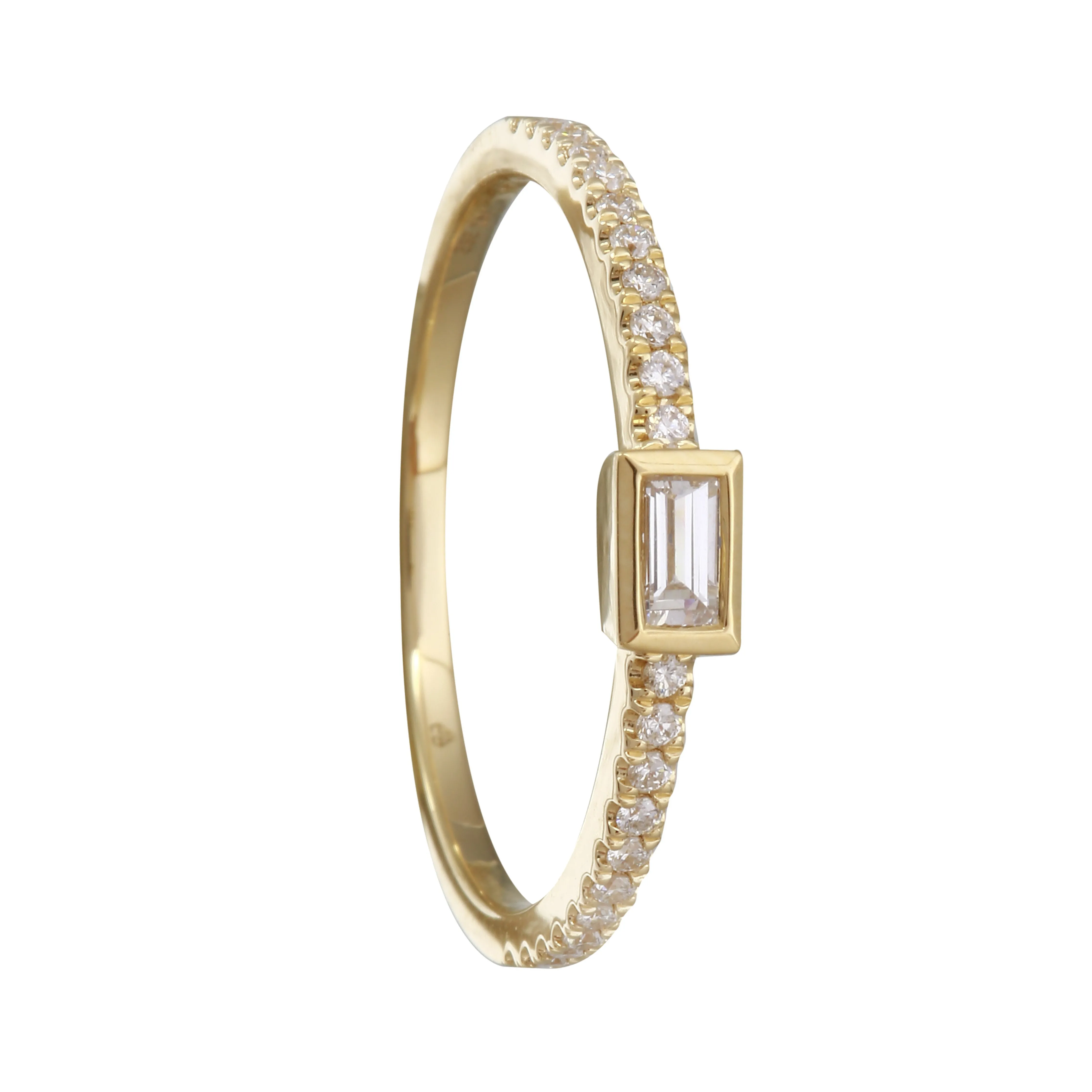 Solitaire Baguette Stack Ring
