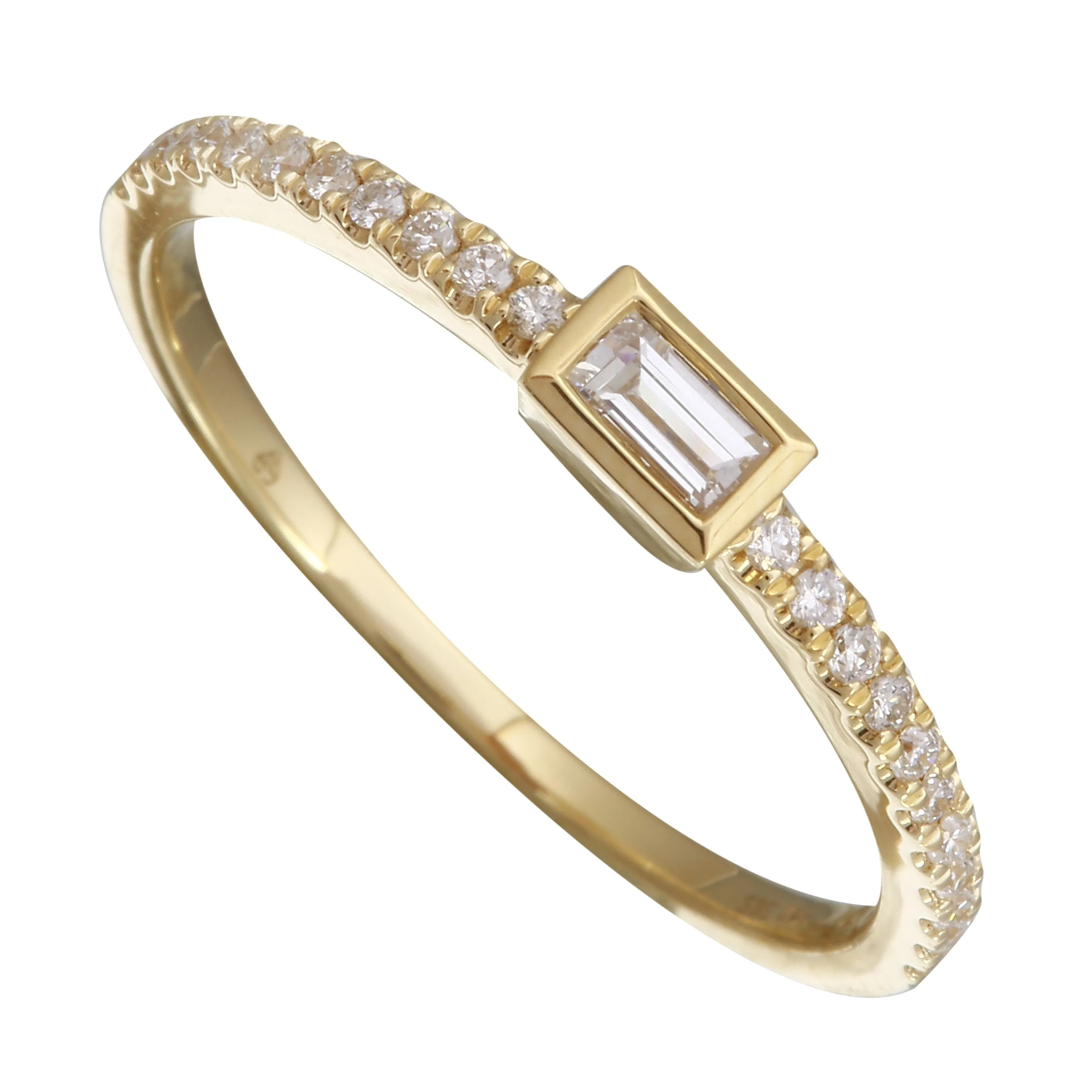 Solitaire Baguette Stack Ring