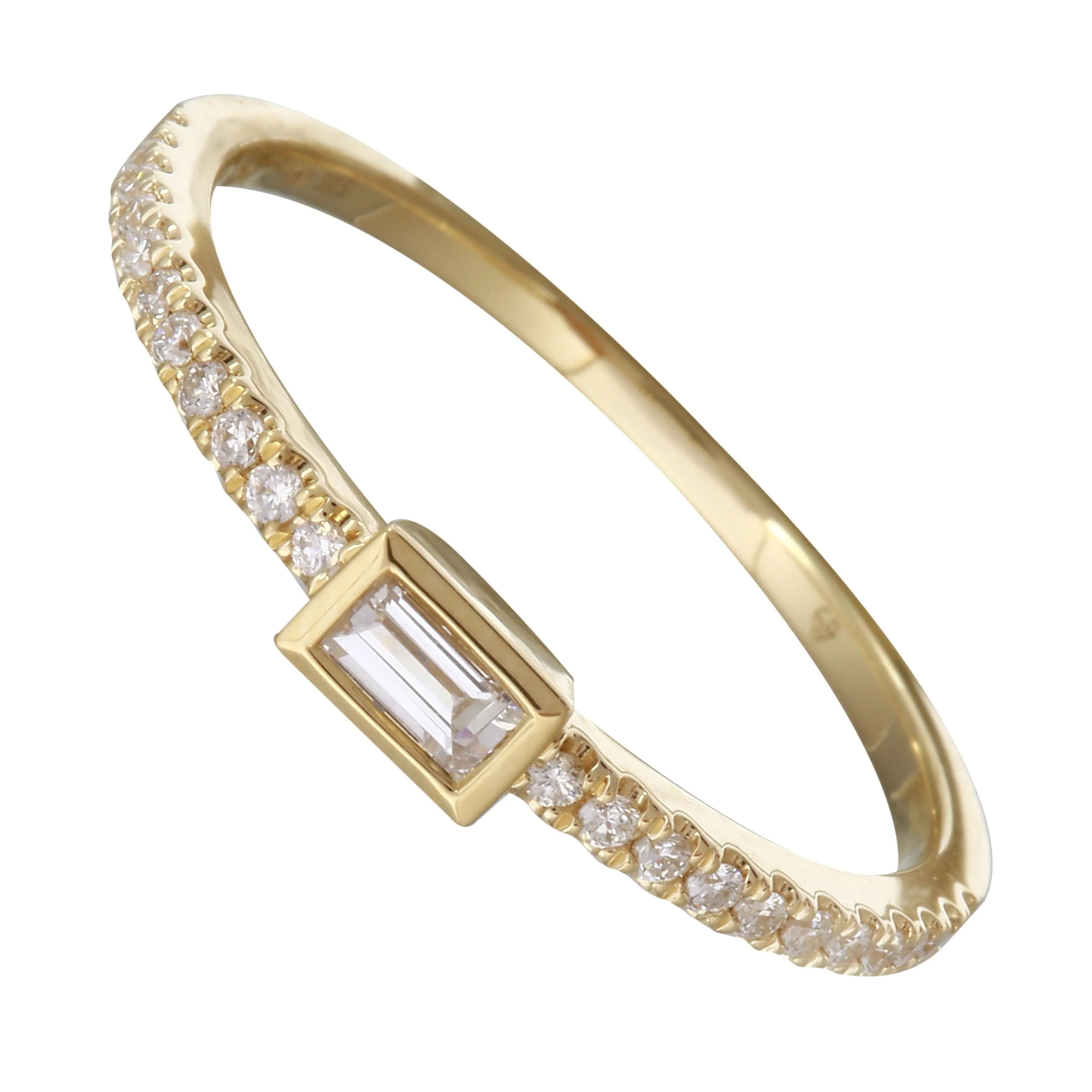 Solitaire Baguette Stack Ring