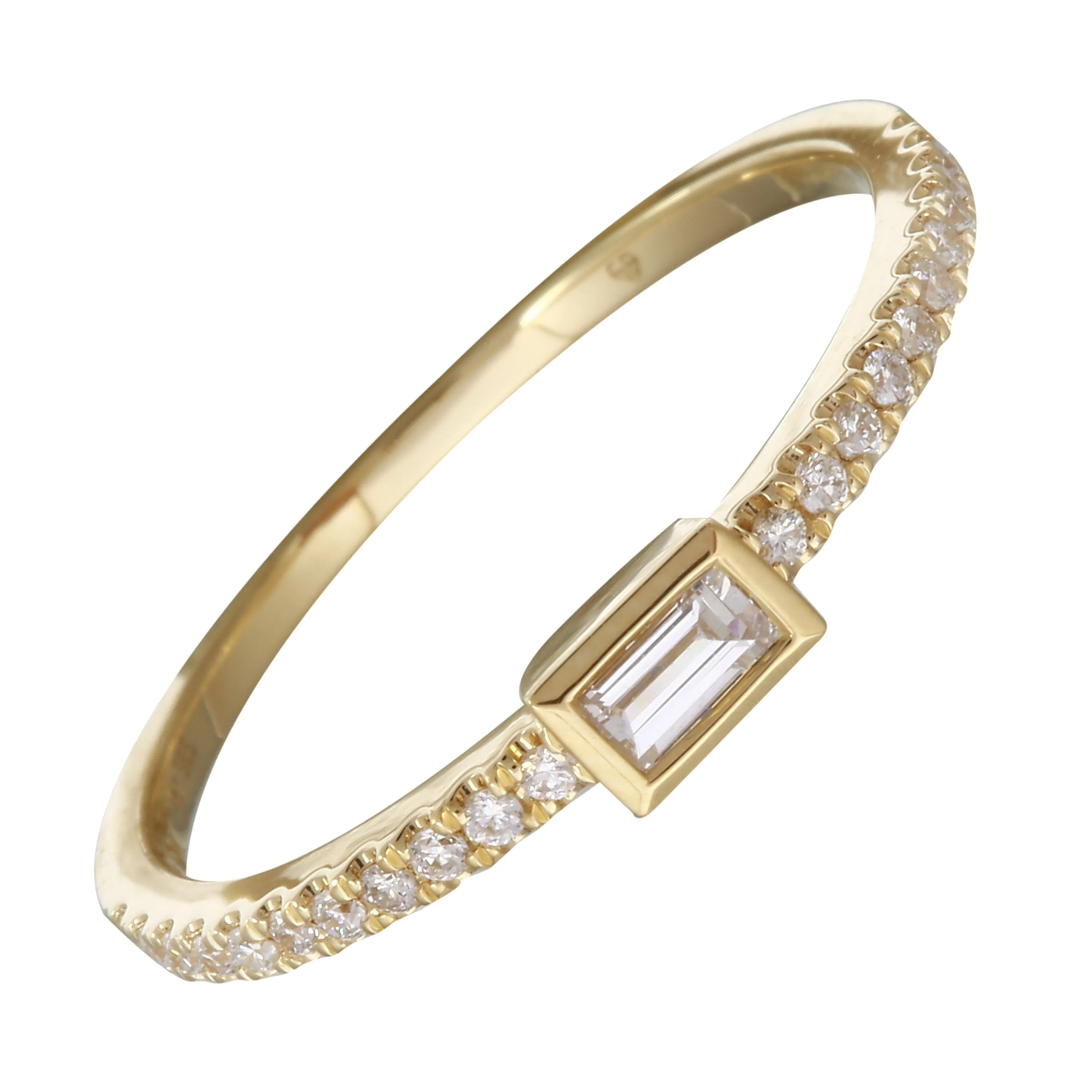 Solitaire Baguette Stack Ring