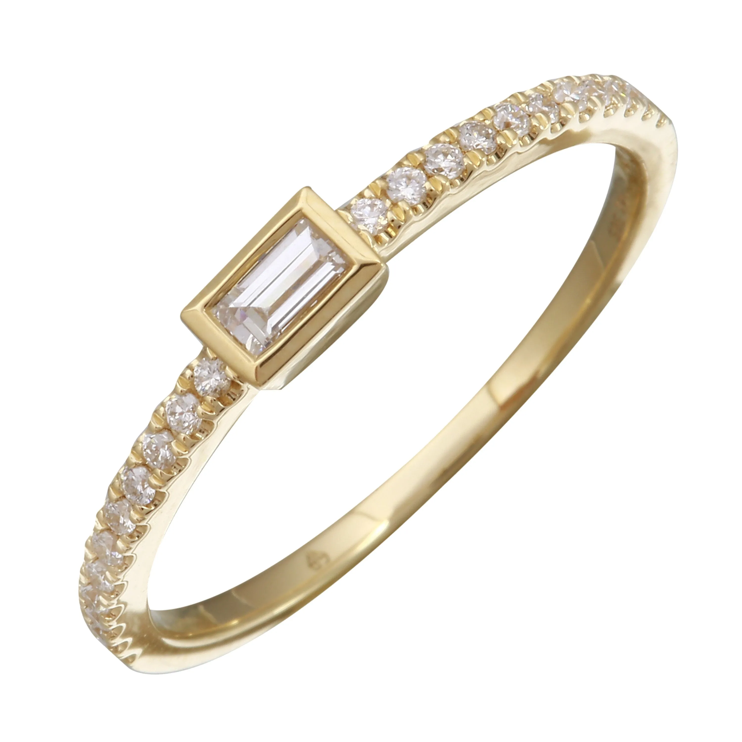 Solitaire Baguette Stack Ring
