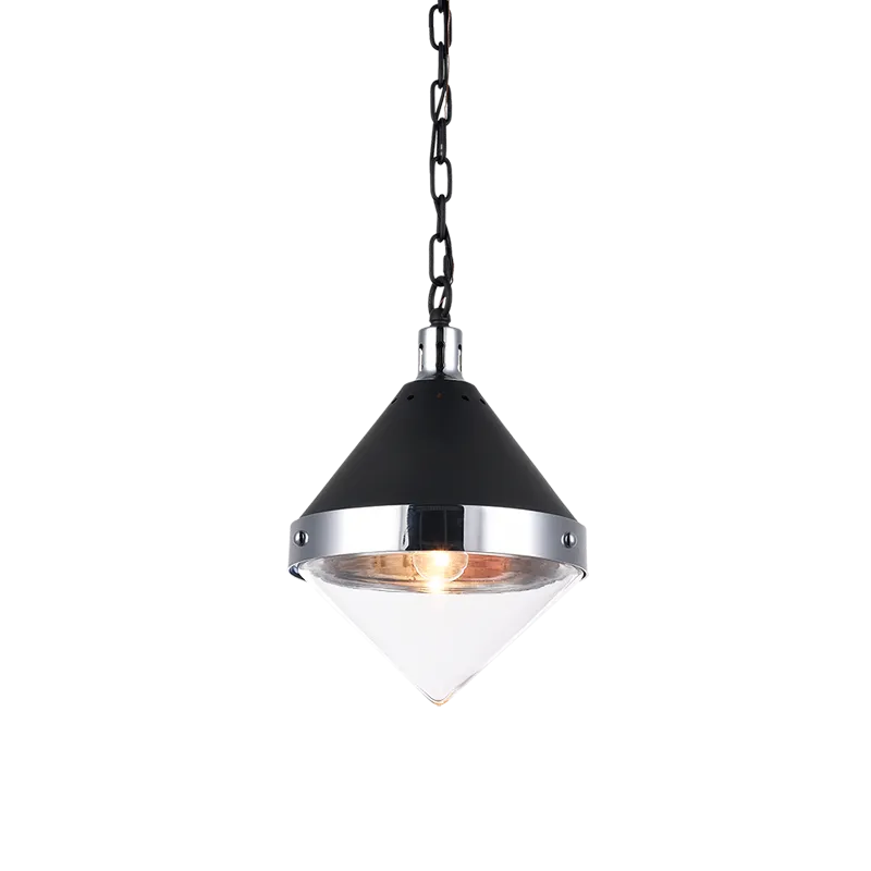Sphercon Matte Black & Chrome 1 Light Pendant