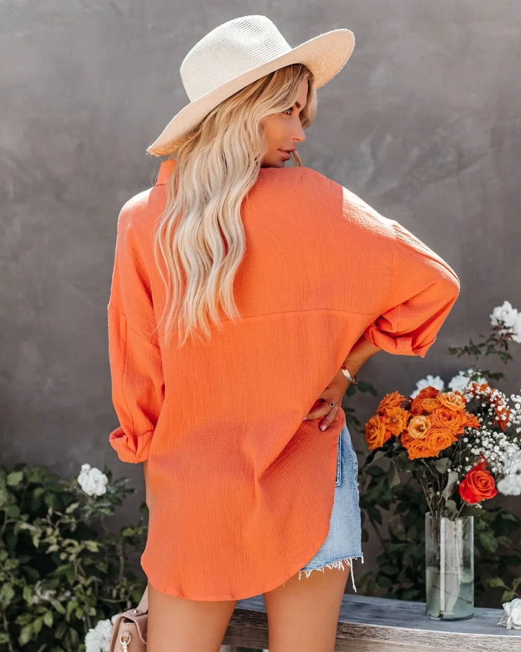 Spring Casual Linen Cotton Women Blouse