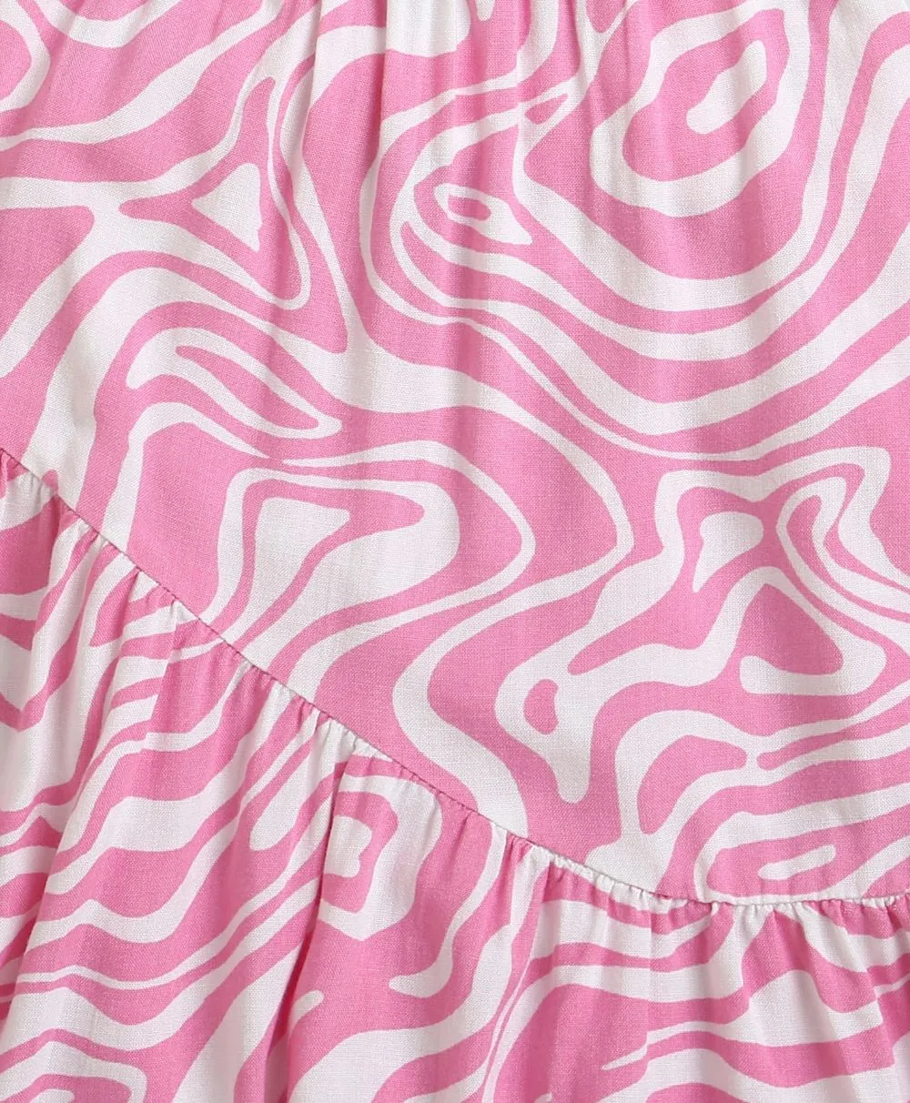Sweetlime By AS Pink & White Wavy Striped Dress