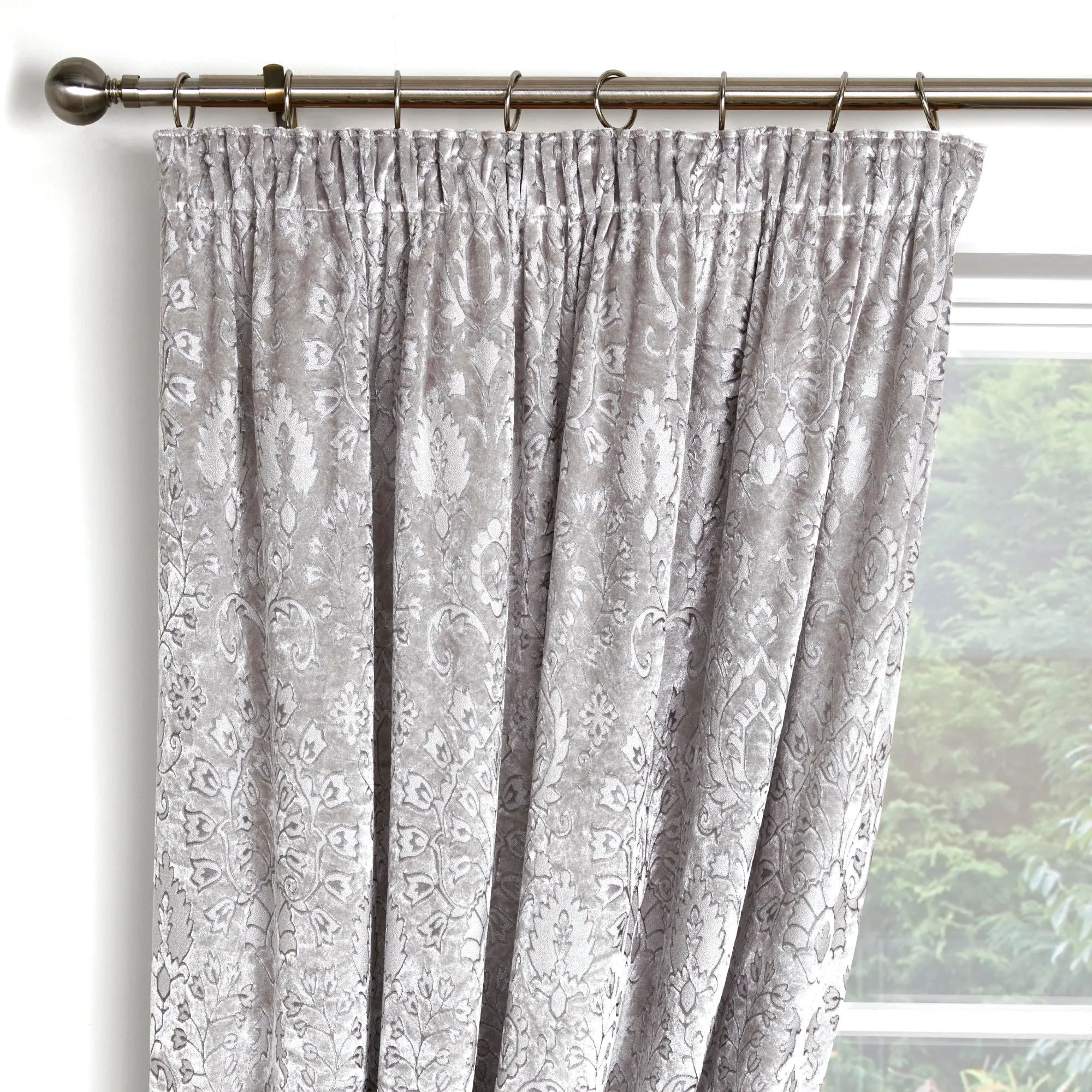 Trinity Pair of Pencil Pleat Curtains by Curtina in Silver