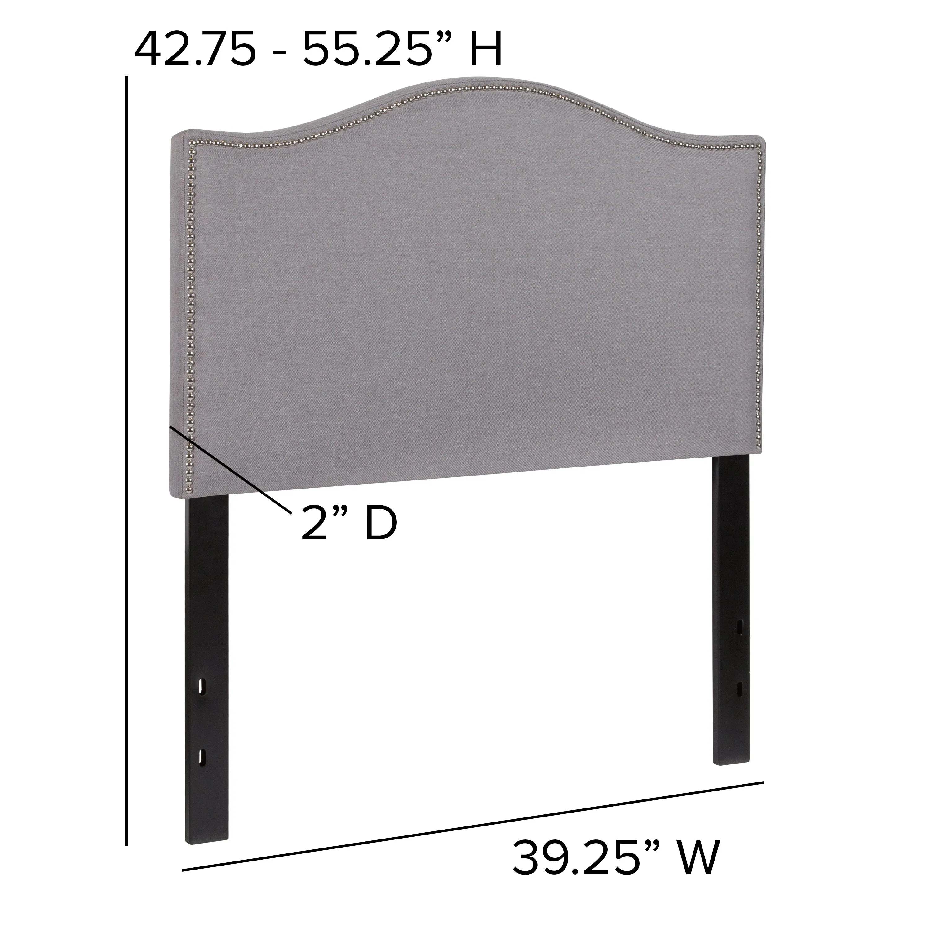 Twin Headboard-Gray Fabric HG-HB1707-T-LG-GG
