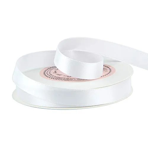 VATIN 1/2 inches Double Faced White Polyester Satin Ribbon - 50 Yards for Gift Wrapping Ornaments Party Favor Braids Baby Shower Decoration Floral Arrangement Craft Supplies