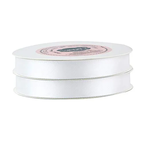 VATIN 1/2 inches Double Faced White Polyester Satin Ribbon - 50 Yards for Gift Wrapping Ornaments Party Favor Braids Baby Shower Decoration Floral Arrangement Craft Supplies