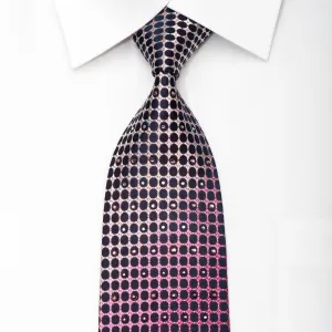 Vito Rufolo Men's Silk Necktie Geometric Dots On Burgundy Sparkling With Rhinestones