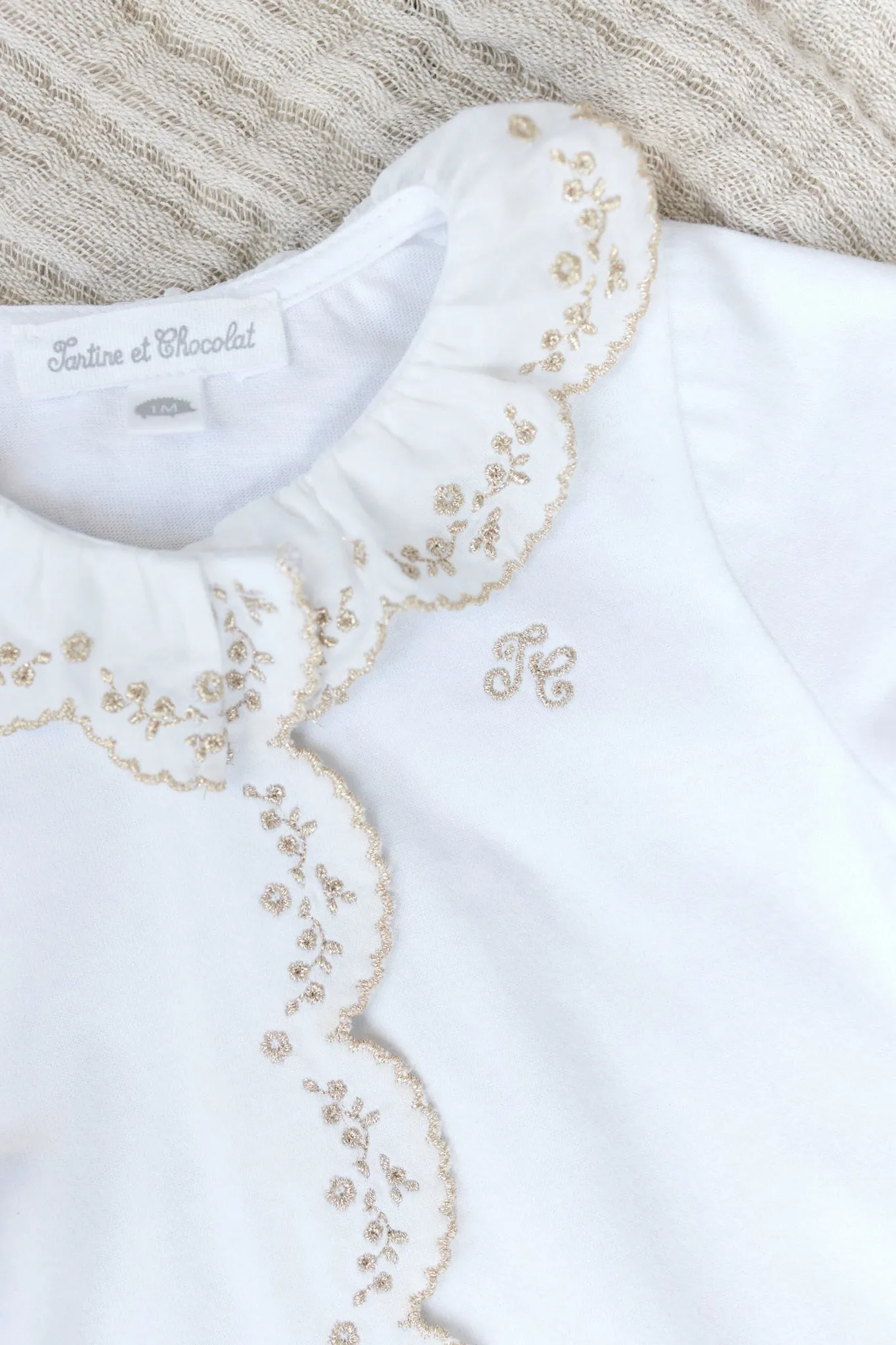 White Embroidered Pajamas