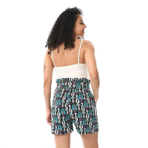 Women Sleeveless Pajamas, Floral Short - White