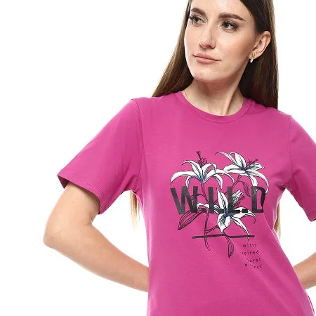 Women's Summer Pajamas Stylish Pink Shirt & Short Purple Pants