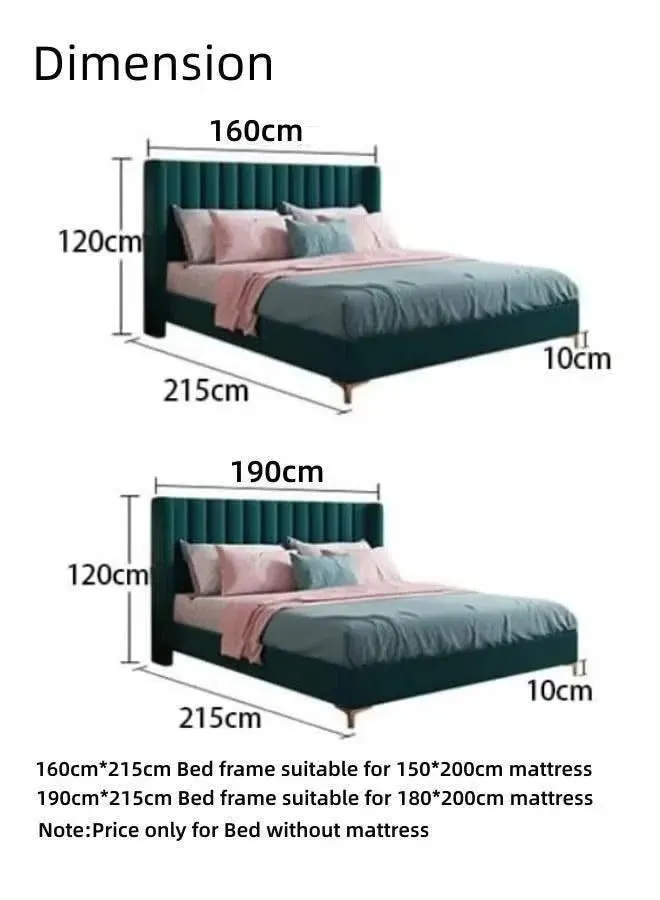 Wooden Twist Greenish Modernize Velvet Upholstery Bed for Luxury Bedroom