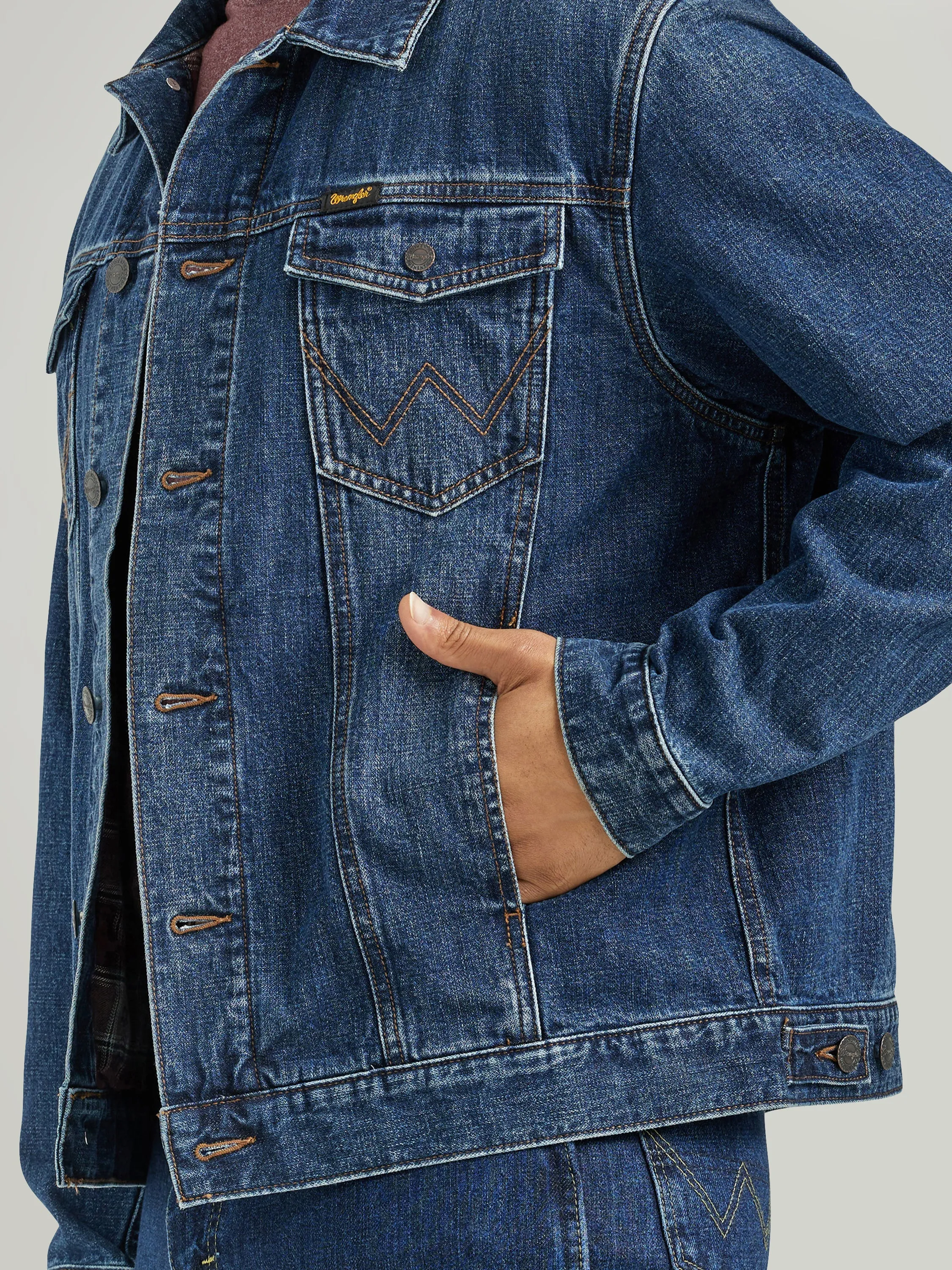 Wrangler Men's Flannel Lined Western Denim Jacket