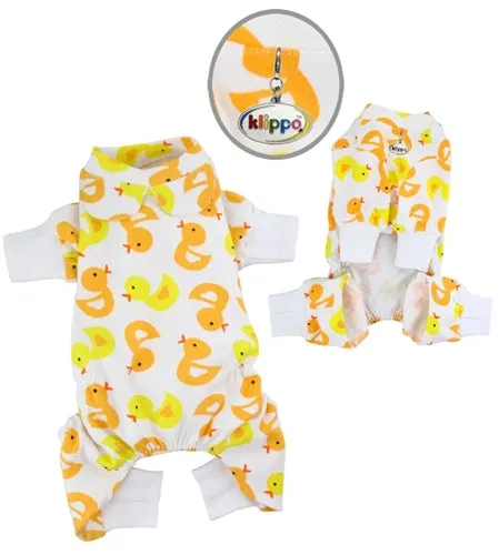 Yellow Ducky in Knit Cotton Pajamas